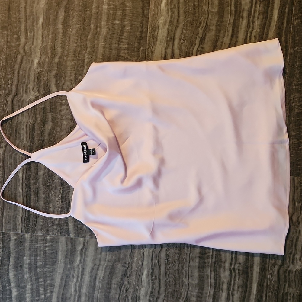 NWT Express pink satiny camisole drape neck top